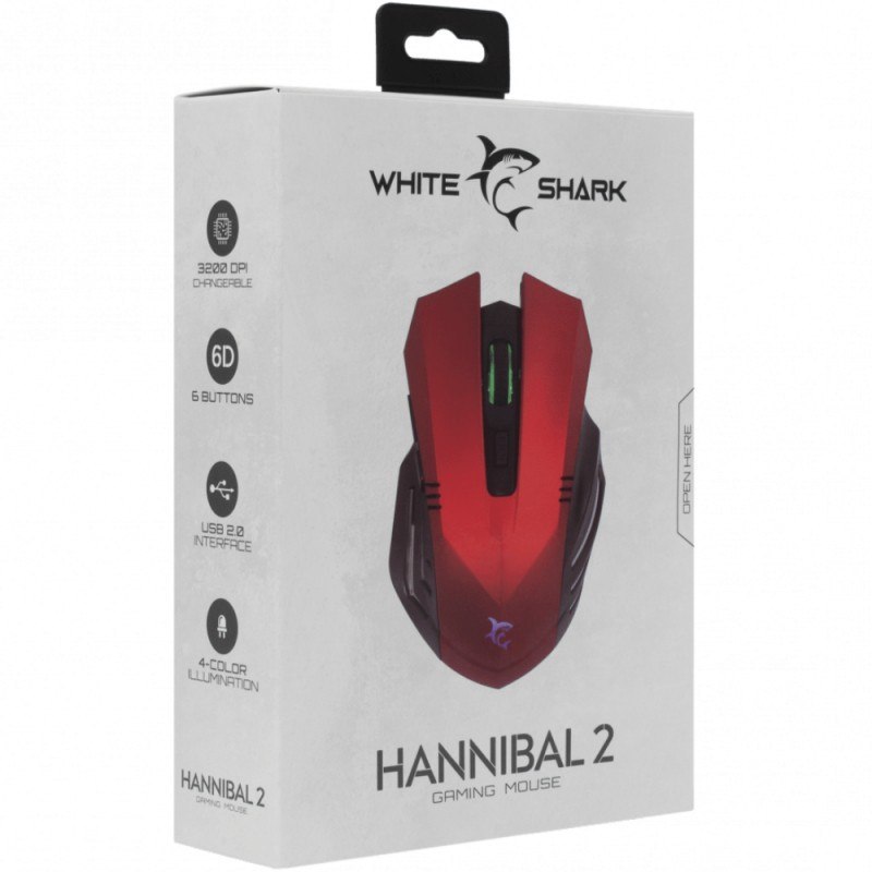 WhiteShark Mysz gamingowa HANNIBAL-2 czerwona