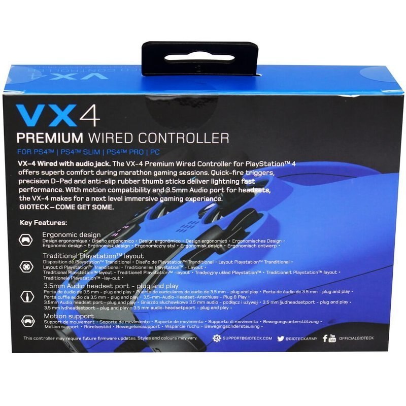Gioteck VX4 Kontroler przewodowy PS4/PC niebieski