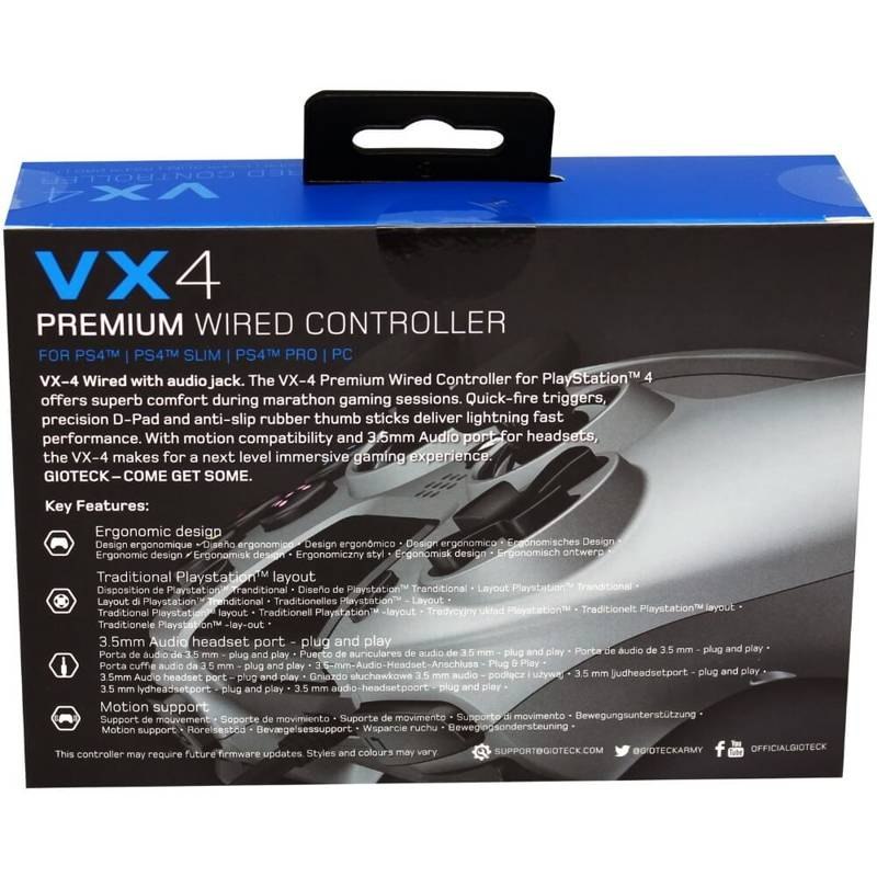 Gioteck VX4 Kontroler przewodowy PS4/PC szary