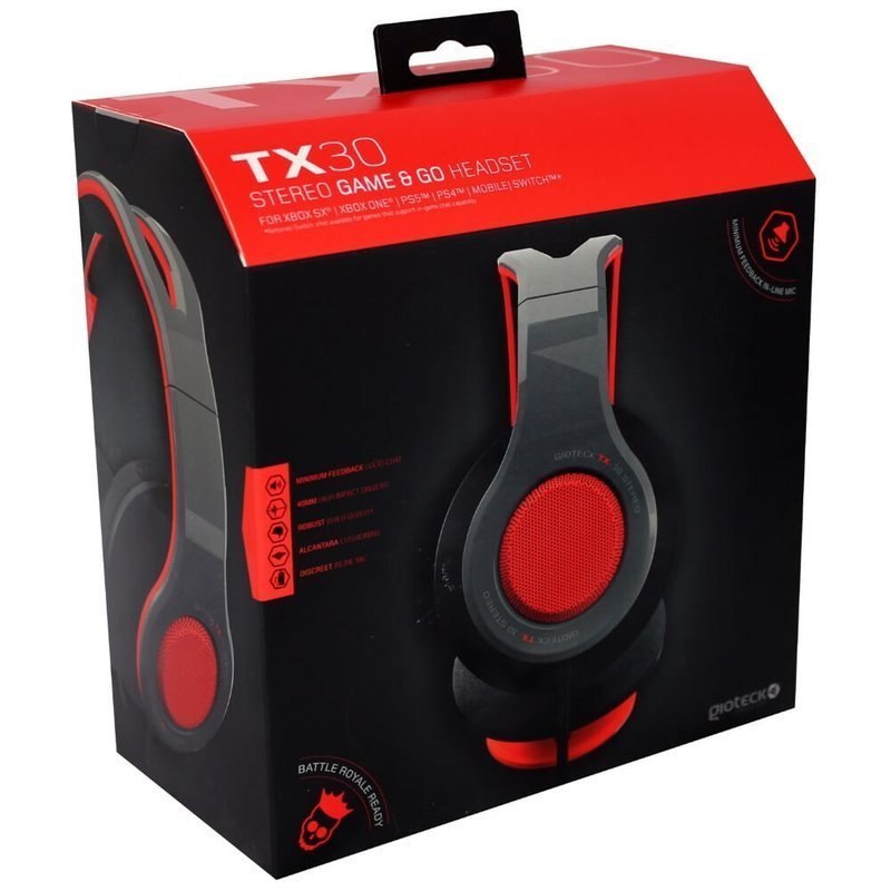 Gioteck TX30 Słuchawki PS5/PS4/Xbox czerwone