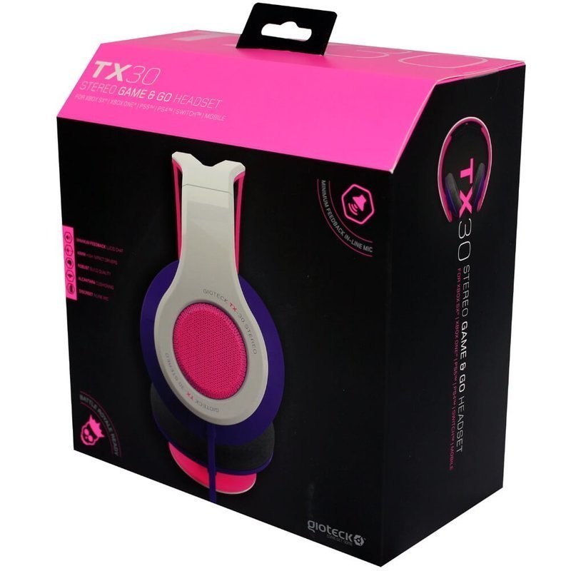Gioteck TX30 Słuchawki PS5/PS4/Xbox różowe